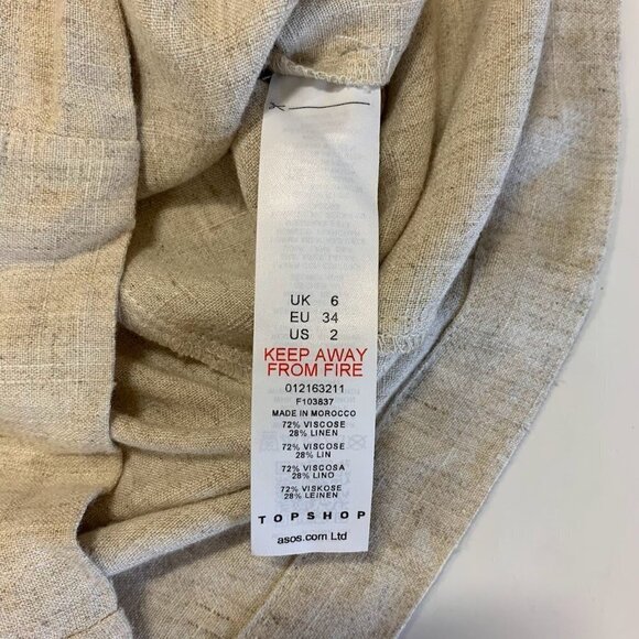 Topshop Women's Spaghettis Strap Linen Bland Full Button Front Dress Size 2 NWT - Picture 7 of 12